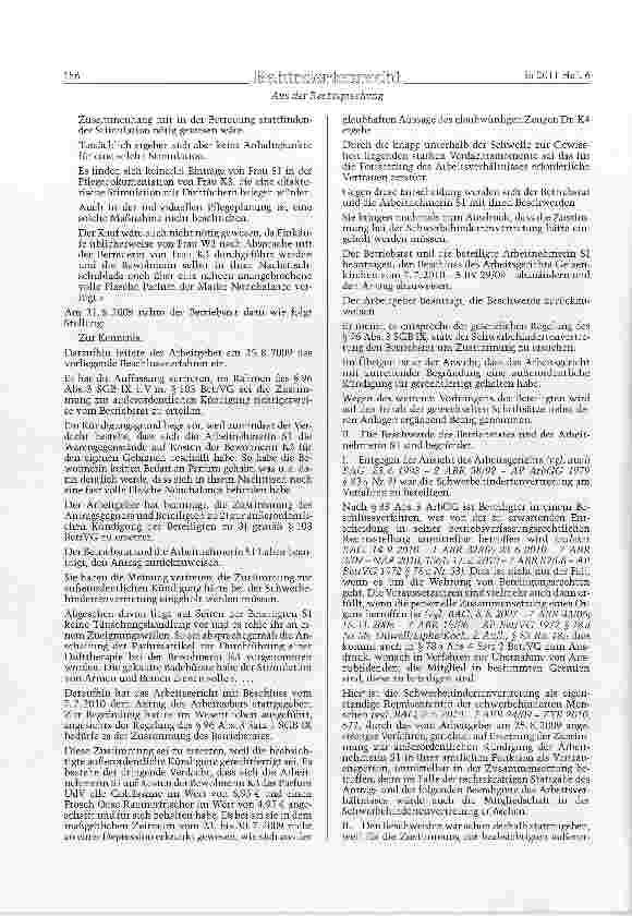 Vorschauseite 2: SGB IX § 96 Abs. 3 Satz 1- BetrVG § 103 Außerordentliche Kündigung - Vertrauensperson - Zustimmung - Zuständigkeit - Betriebsrat