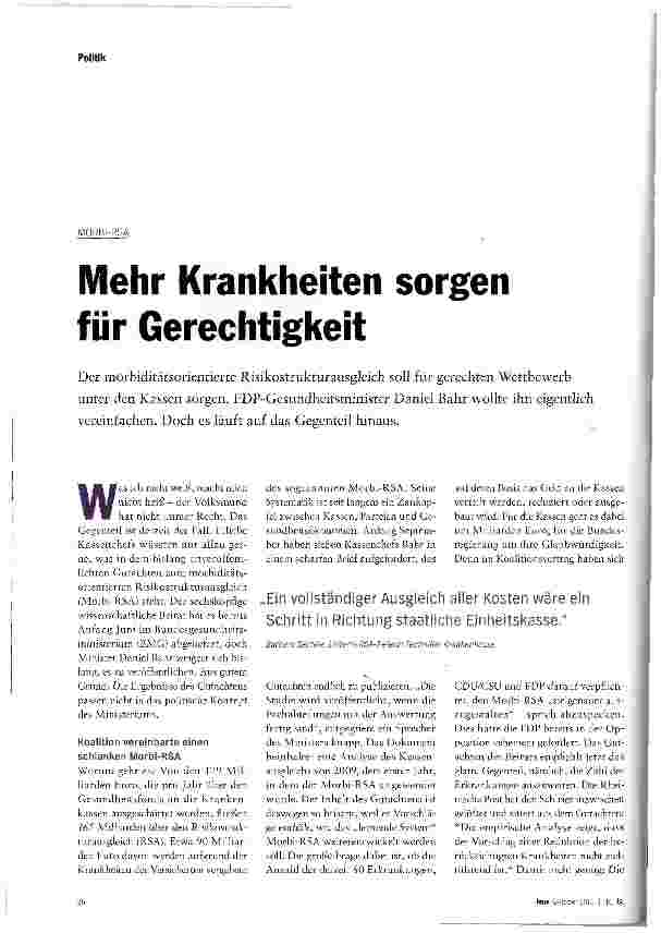 Vorschauseite 1: Mehr Krankheiten sorgen für Gerechtigkeit