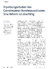 Vorschauseite 1: Erprobungsstudien des Gemeinsamen Bundesausschusses: Eine Reform ist überfällig