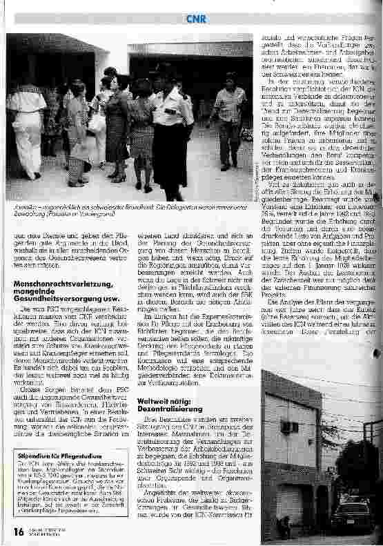 Vorschauseite 3: Pflegende der ganzen Welt in Jamaika CNR-Meeting 1991 in Kingston, Jamaika