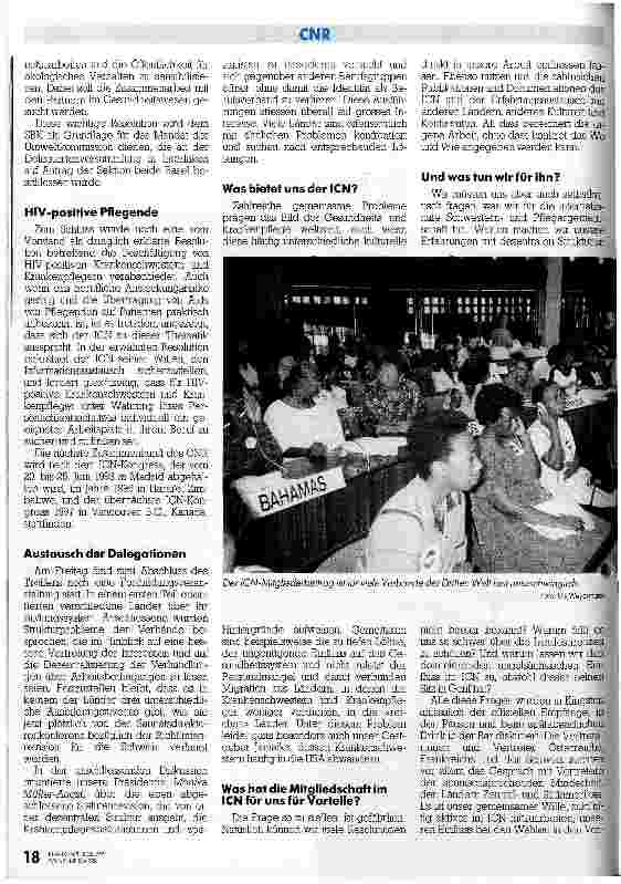 Vorschauseite 5: Pflegende der ganzen Welt in Jamaika CNR-Meeting 1991 in Kingston, Jamaika