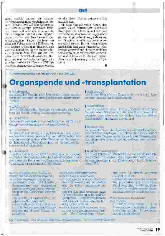 Vorschauseite 6: Pflegende der ganzen Welt in Jamaika CNR-Meeting 1991 in Kingston, Jamaika