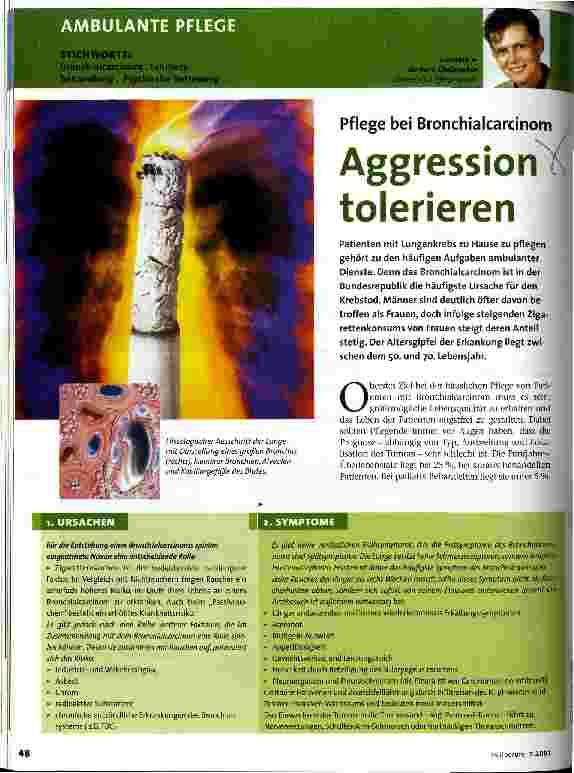 Vorschauseite 1: Aggression tolerieren Pflege bei Bronchialcarcinom