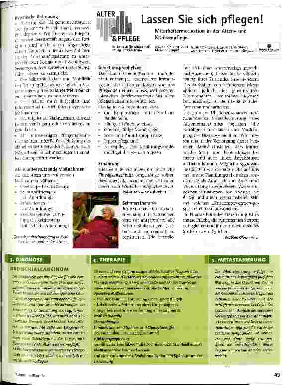 Vorschauseite 2: Aggression tolerieren Pflege bei Bronchialcarcinom