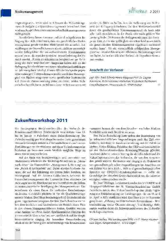 Vorschauseite 5: Risikomanagement im Krankenhaus -eine Bestandsaufnahme als Grundlage künftiger Risikomanagementkonzeptionen