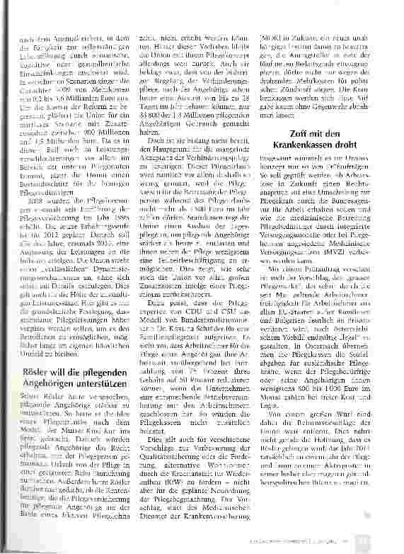 Vorschauseite 2: Koalitionspoker um die Pflegereform