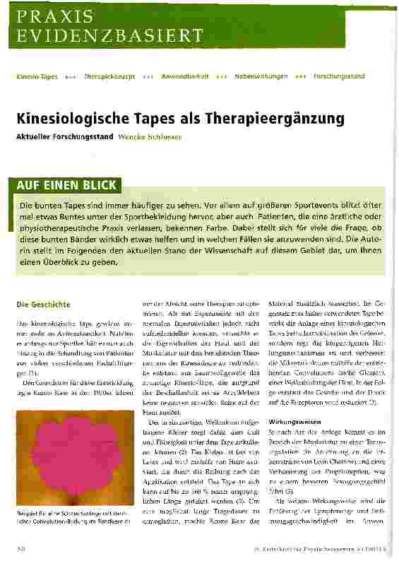 Vorschauseite 1: Kinesiologische Tapes als Therapieergänzung