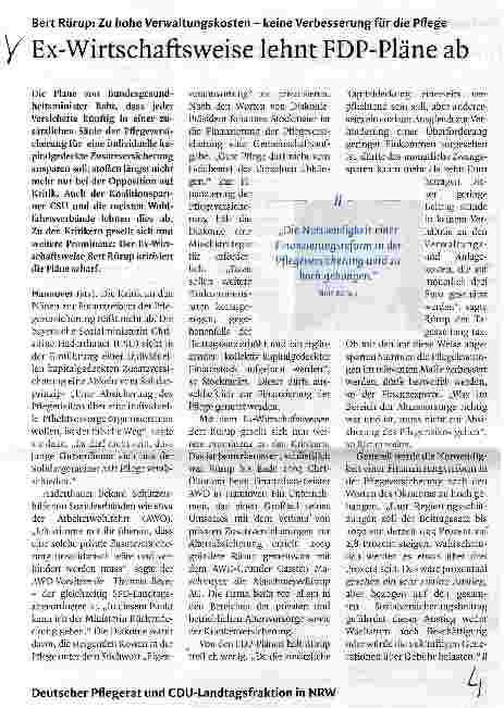 Vorschauseite 1: Ex-Wirtschaftsweise lehnt FDP-Pläne ab