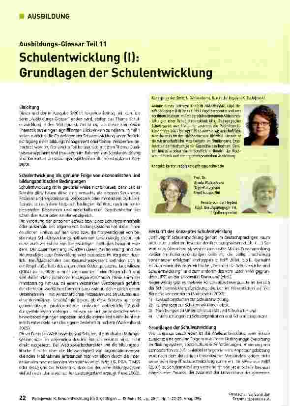 Vorschauseite 1: Ausbildungs-Glossar Teil 11Schulentwicklung (I): Grundlagen der Schulentwicklung