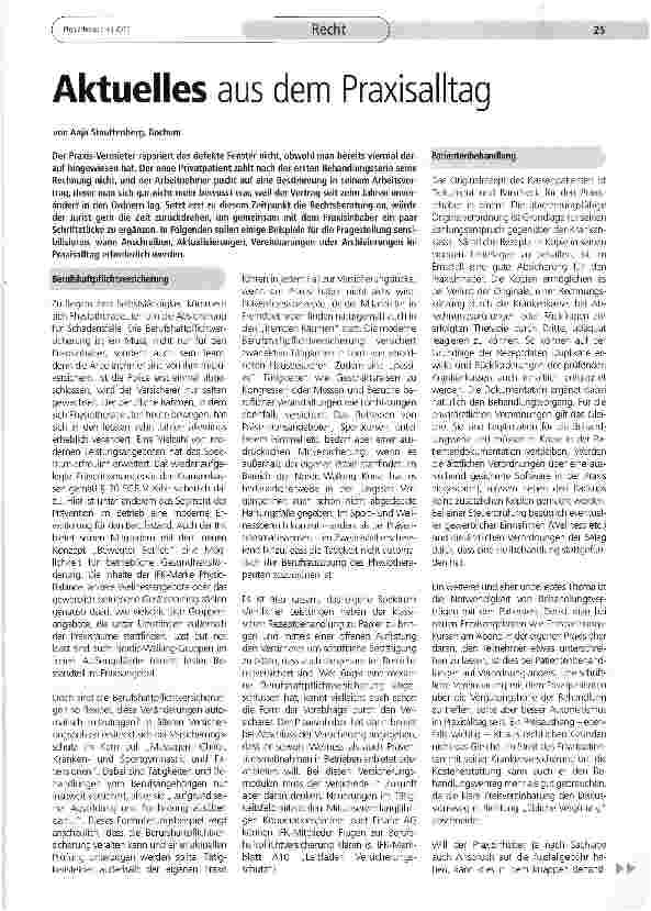 Vorschauseite 1: Aktuelles aus dem Praxisalltag