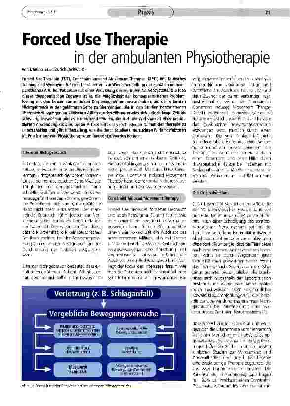 Vorschauseite 1: Forced Use Therapie in der ambulanten Physiotherapie