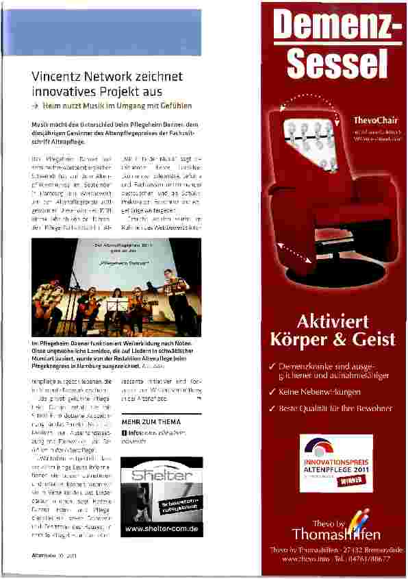 Vorschauseite 1: Vincentz Network zeichnet innovatives Projekt aus Heim nutzt Musik im Umgang mit Gefühlen