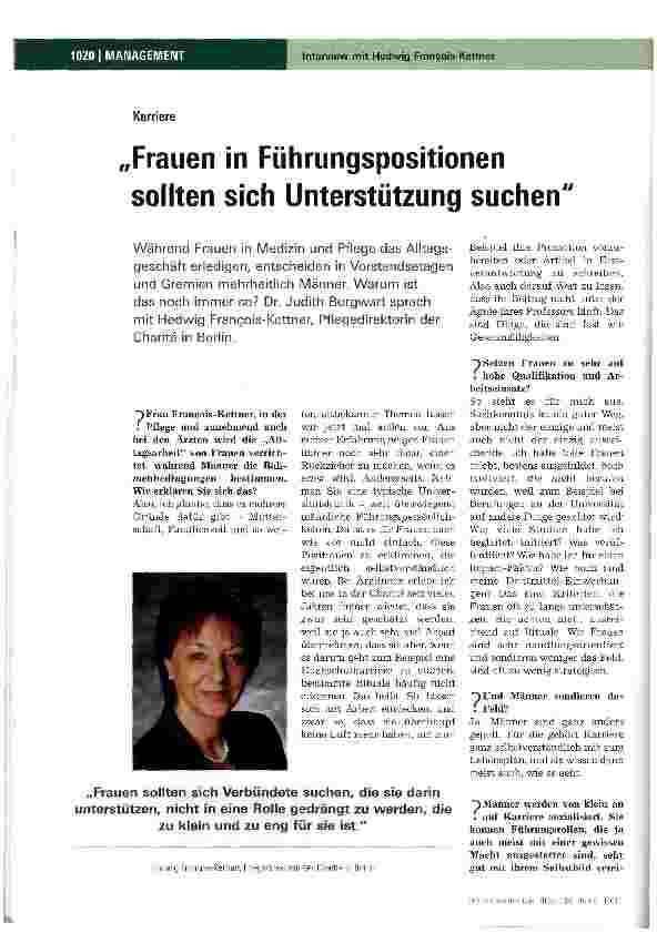 Vorschauseite 1: Frauen in Führungspositionen sollten sich Unterstützung suchen