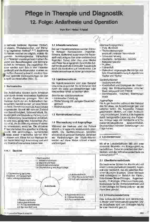 Vorschauseite 1: Pflege in Therapie und Diagnostik 12. Folge: Anästhesie und Operation