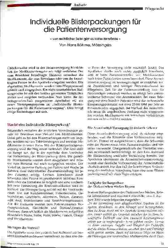 Vorschauseite 1: Individuelle Blisterpackungen für die Patientenversorgung