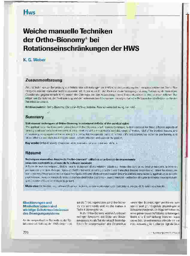 Vorschauseite 1: Weiche manuelle Techniken der Ortho-Bionomy® bei Rotationseinschränkungen der HWS