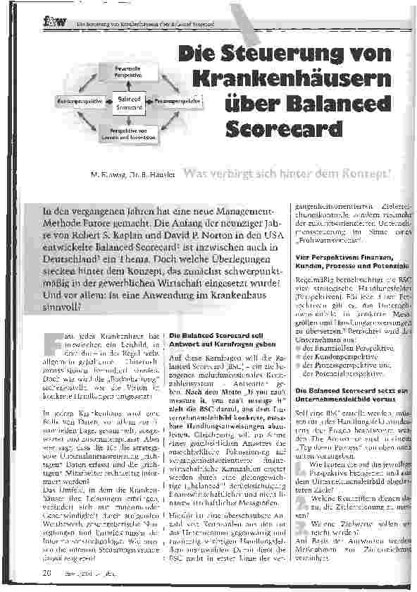 Vorschauseite 1: Die Steuerung von Krankenhäusern über Balanced ScorecardWas verbirgt sich hinter dem Konzept?