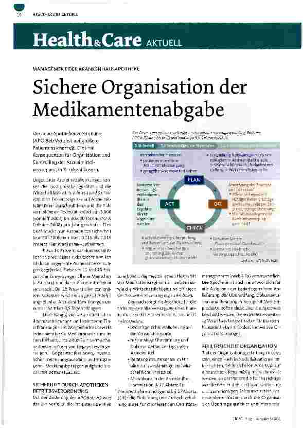Vorschauseite 1: MANAGEMENT DER KRANKENHAUSAPOTHEKESichere Organisation der Medikamentenabgabe