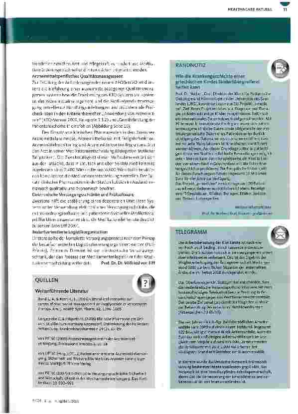 Vorschauseite 2: MANAGEMENT DER KRANKENHAUSAPOTHEKESichere Organisation der Medikamentenabgabe