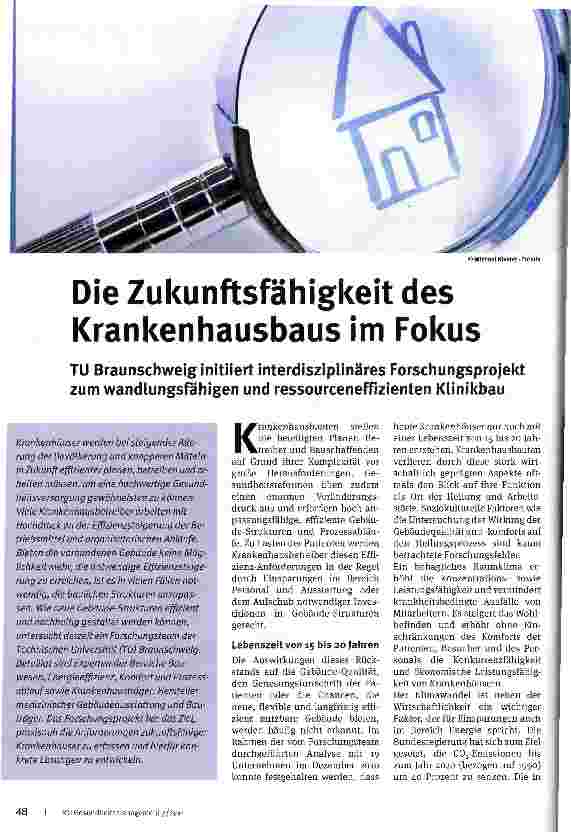 Vorschauseite 1: Die Zukunftsfähigkeit des Krankenhausbaus im Fokus