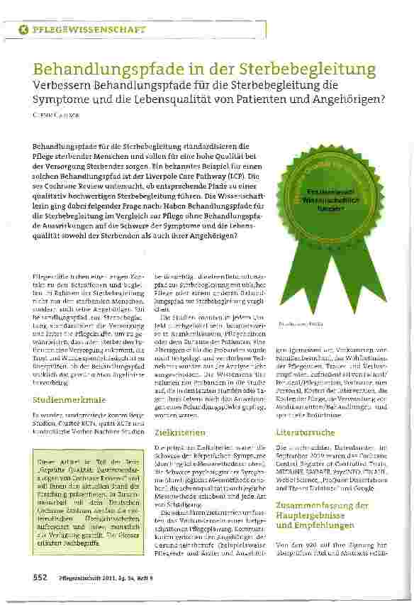 Vorschauseite 1: Behandlungspfade in der Sterbebegleitung