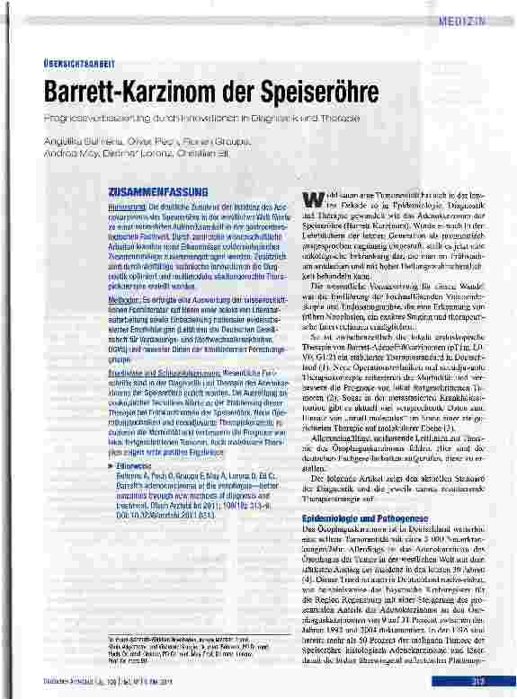 Vorschauseite 1: Barrett-Karzinom der Speiseröhre