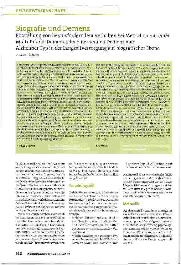Vorschauseite 1: Biografie und Demenz
