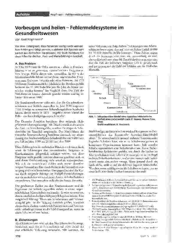 Vorschauseite 1: Vorbeugen und heilen - Fehlermeldesysteme im Gesundheitswesen