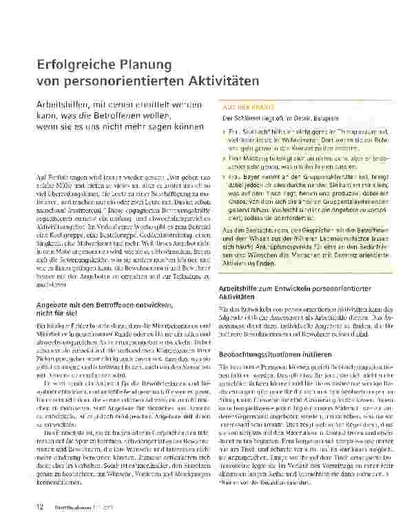 Vorschauseite 1: Erfolgreiche Planung von personorientierten Aktivitäten