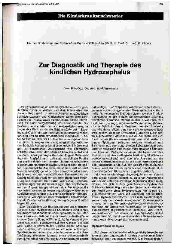 Vorschauseite 1: Zur Diagnostik und Therapie des kindlichen Hydrozephalus