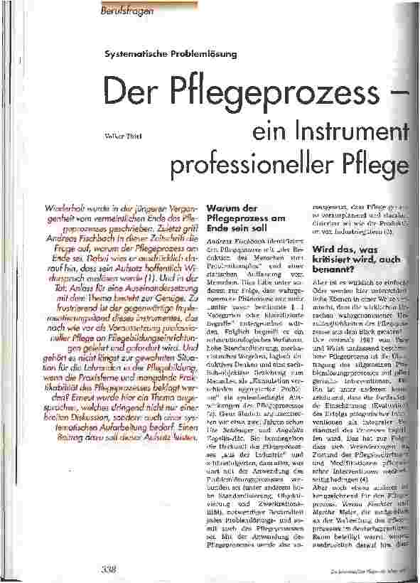 Vorschauseite 1: Der Pflegeprozess - ein Instrument professioneller Pflege Systematische Problemlösung