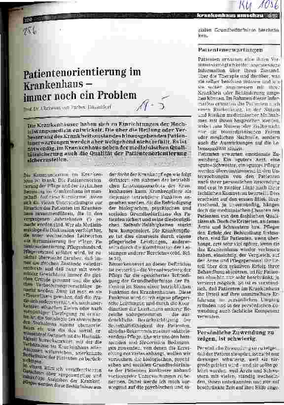 Vorschauseite 1: Patientenorientierung im Krankenhaus - immer noch ein Problem