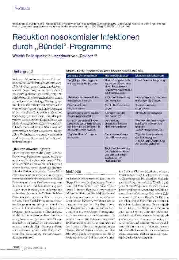 Vorschauseite 1: Reduktion nosokomialer Infektionen durch „Bünder-Programme