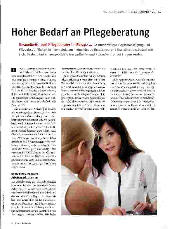 Vorschauseite 1: Hoher Bedarf an Pflegeberatung