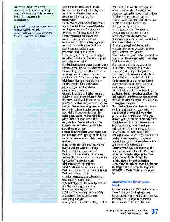 Vorschauseite 2: Gesetz zur Verbesserung der Krankenhaushygiene