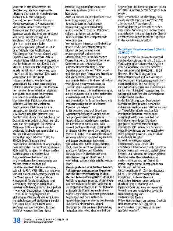 Vorschauseite 3: Gesetz zur Verbesserung der Krankenhaushygiene