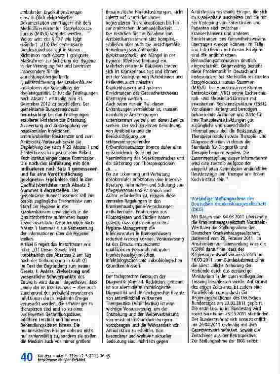 Vorschauseite 5: Gesetz zur Verbesserung der Krankenhaushygiene