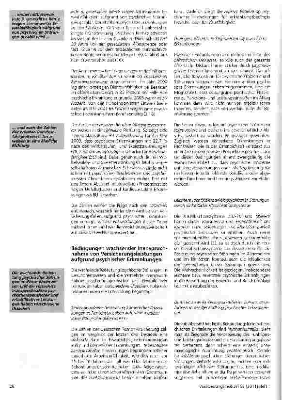 Vorschauseite 2: Zur Risikobewertung der Berufsunfähigkeit aufgrund psychischer Erkrankung