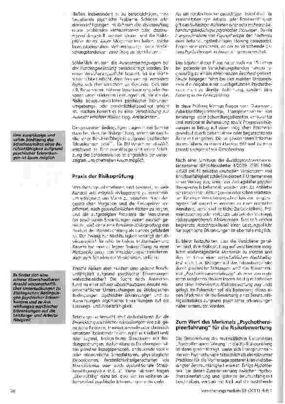 Vorschauseite 4: Zur Risikobewertung der Berufsunfähigkeit aufgrund psychischer Erkrankung