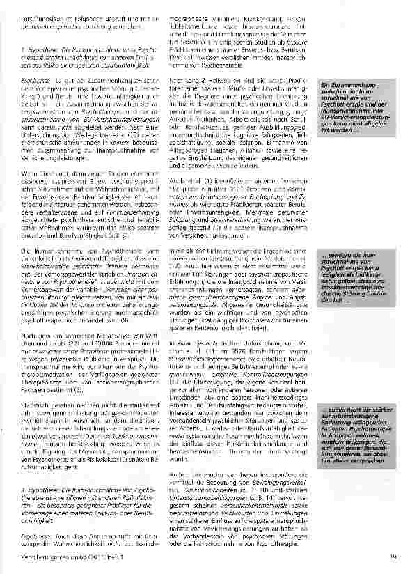 Vorschauseite 5: Zur Risikobewertung der Berufsunfähigkeit aufgrund psychischer Erkrankung