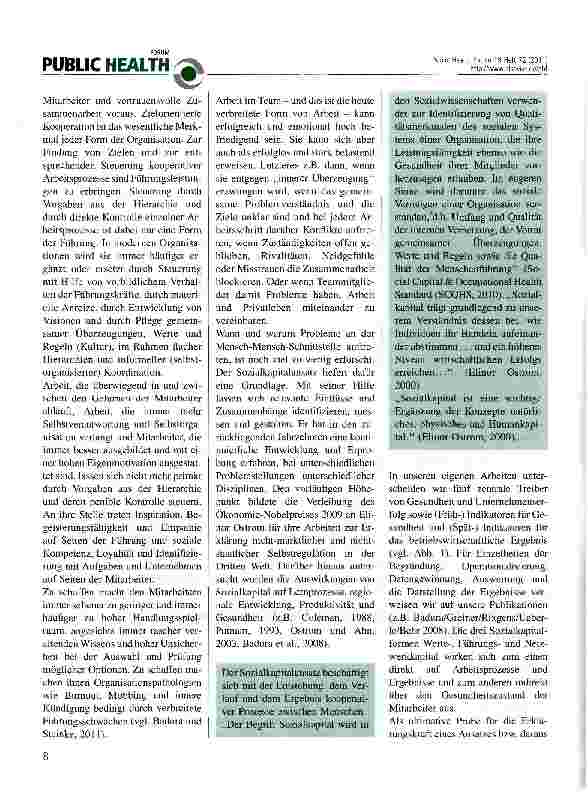Vorschauseite 2: Sozialkapitalbasierte Public Health-Strategie für die Arbeitswelt