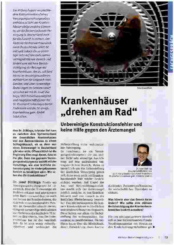 Vorschauseite 1: Krankenhäuser „drehen am Rad