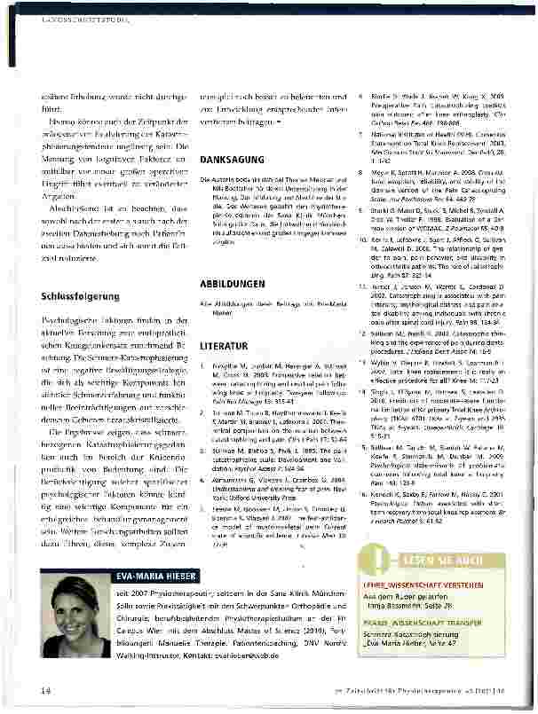 Vorschauseite 6: Schmerz-Katastrophisierung im Rahmen der Knieendoprothetik