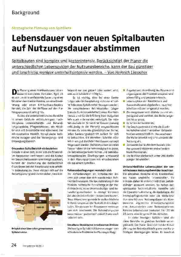 Vorschauseite 1: Lebensdauer von neuen Spitalbauten auf Nutzungsdauer abstimmen