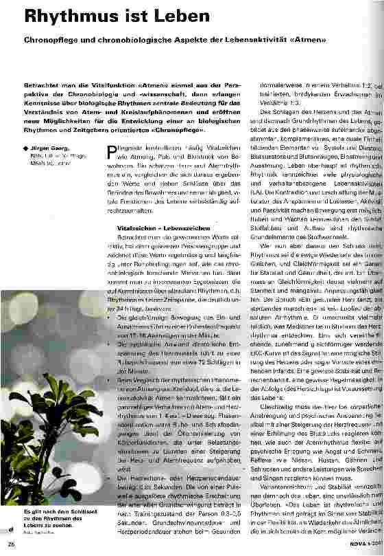 Vorschauseite 1: Rhythmus ist Leben Chronopflege und chronobiologische Aspekte der Lebensaktivität Atmen