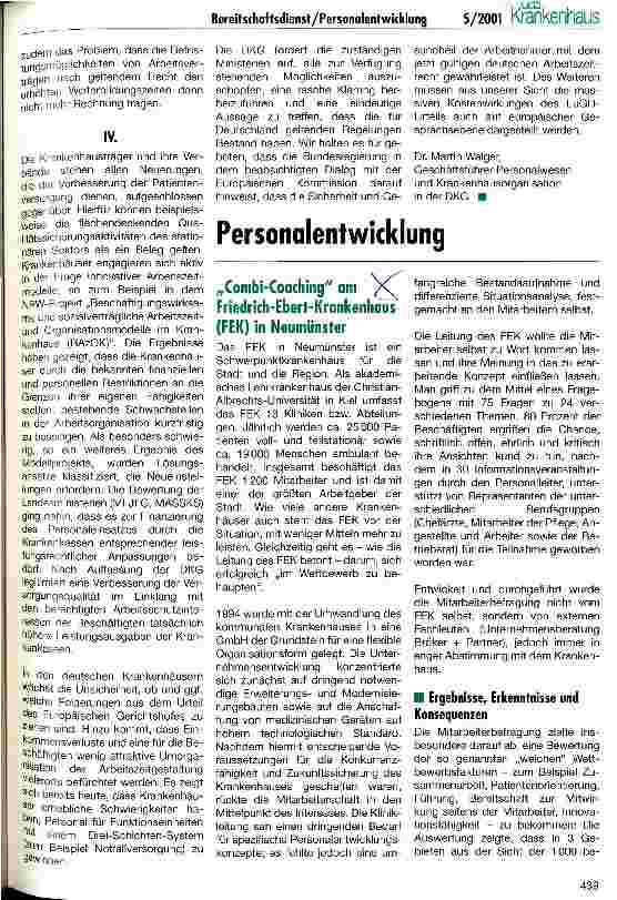 Vorschauseite 1: Combi-Coaching am Friedrich-Ebert-Krankenhaus (FEK) in Neumünster