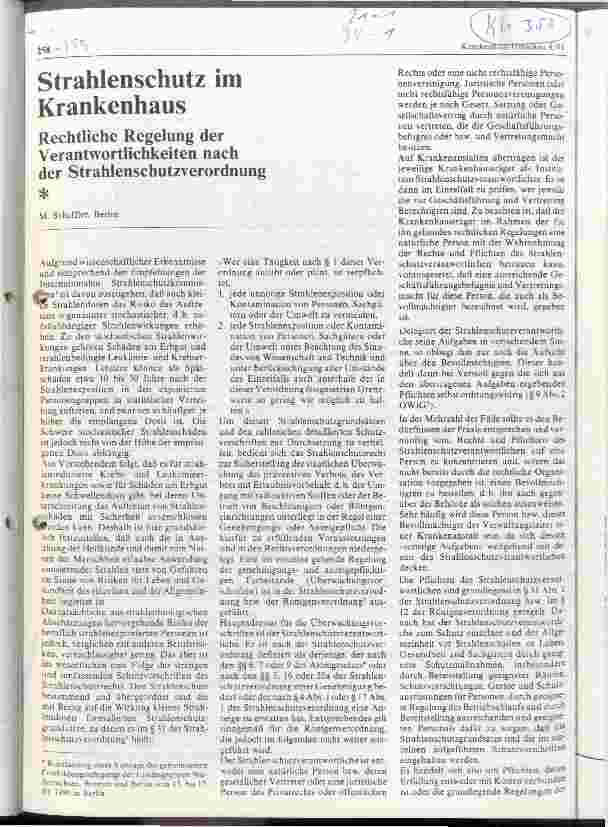 Vorschauseite 1: Strahlenschut im Krankenhaus - Rechtliche Regelung der Verantwortlichkeiten nach der Strahlenschutzverordnung