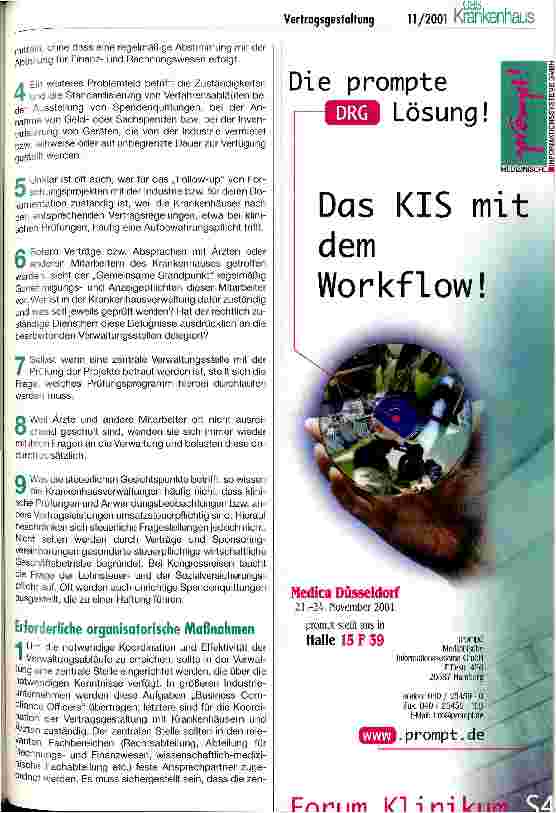 Vorschauseite 2: Vertragsgestaltung für die Kooperation von Krankenhäusern, Industrie und Ärzten Hinweise für die Krankenhausverwaltung