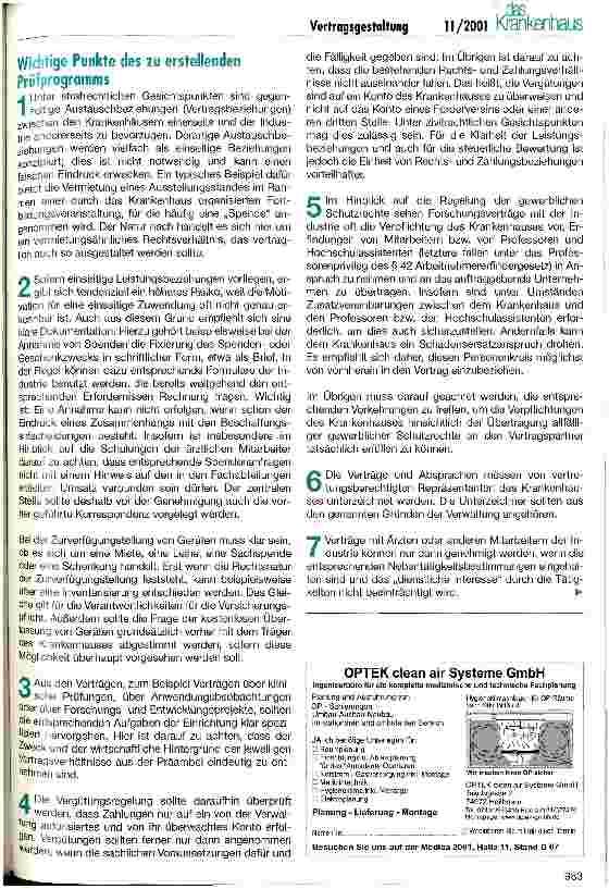 Vorschauseite 4: Vertragsgestaltung für die Kooperation von Krankenhäusern, Industrie und Ärzten Hinweise für die Krankenhausverwaltung