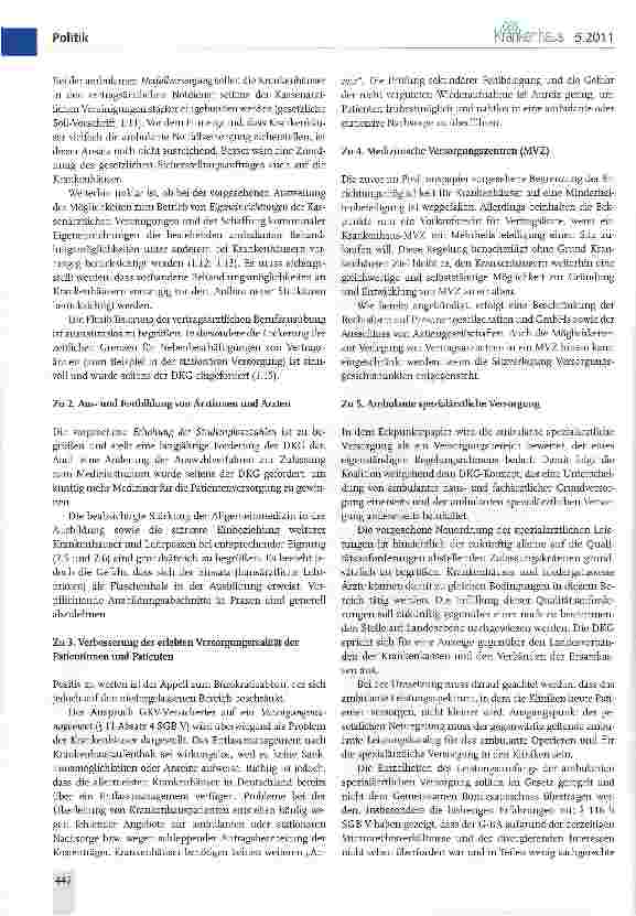 Vorschauseite 2: Versorgungsgesetz: Eine erste Analyse der Eckpunkte